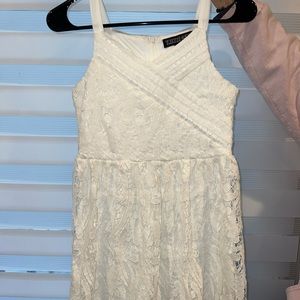 Girls Cross Front Lace White Dress!!